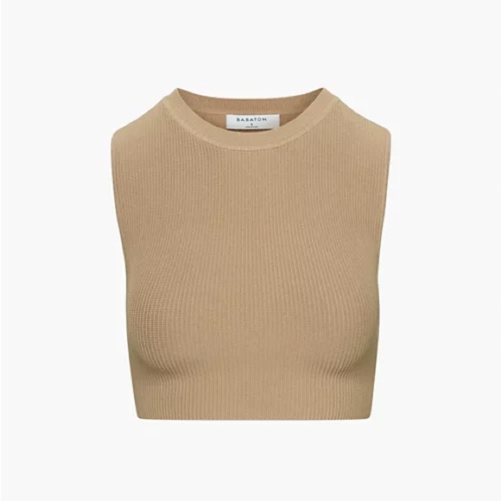 Babaton Beige Ribbed Tank Top